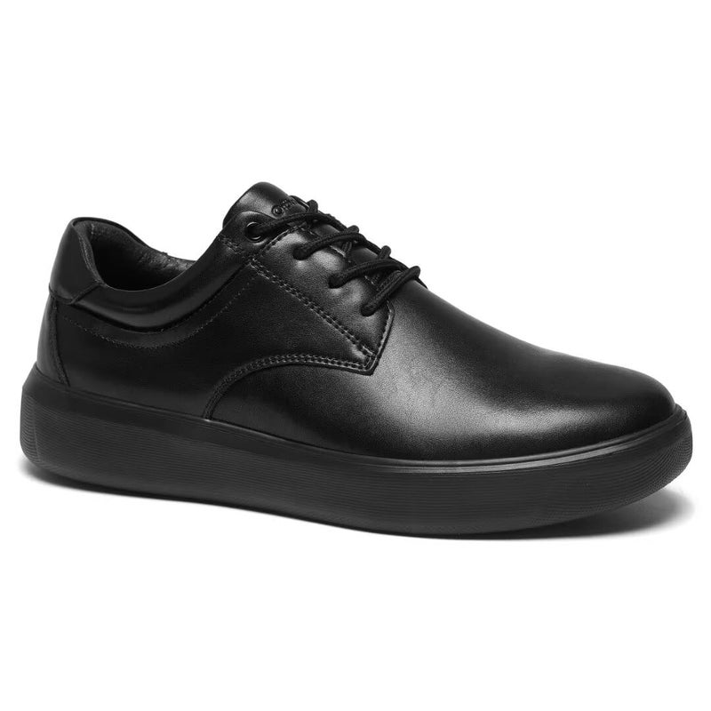 Mens Orthopedic Leather Dress Walking Shoes Comfortable Supportive Shoes for Plantar Fasciitis Adjustable Fit Fashion Oxford Shoes with Arch Support for Ankle Pain Black Size 8