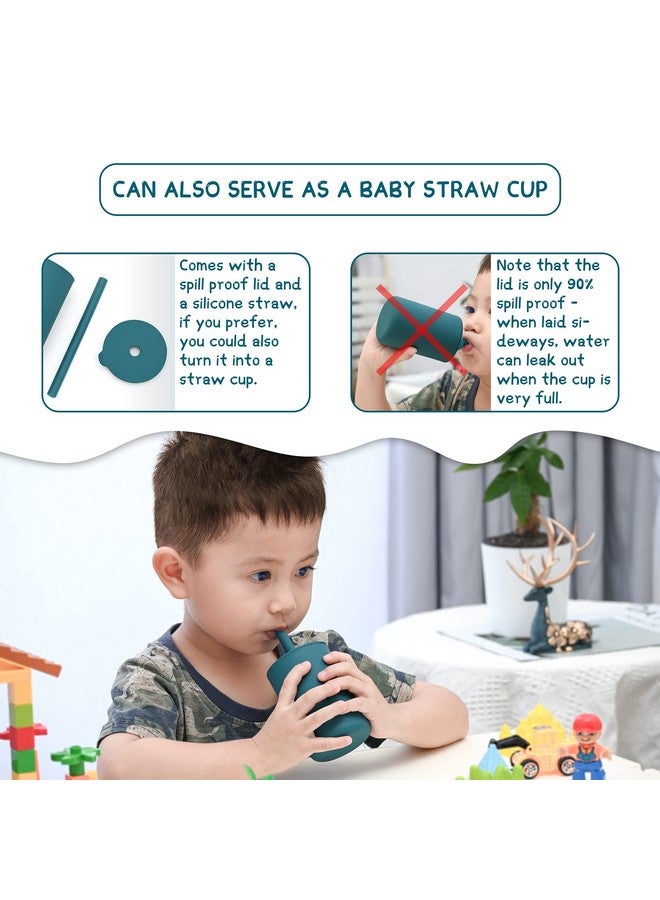 JOYIT Silicone Toddler Open Cup with Straw, Silicone Open Mouth Cup for Baby 6 oz, Baby Training Cup (Hamburger-Ocean Blue) - Image 4