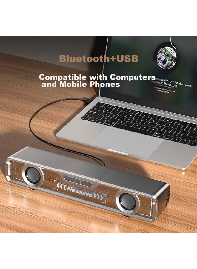 Newmine Bt801 Speaker Computer Speakers Home Desktop Wired Long Bar Gaming Bluetooth Speaker With Microphone Integrated Subwoofer Rgb Cool Atmosphere Light Effects - Image 4