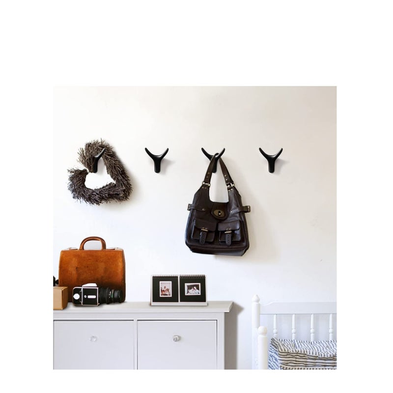 Zikra Hooks for Clothes Towel Hooks Coat Hook Cow Head Wall Hooks for Heavy Duty Door Hanger Towel Robe Clothes Cabinet Closet Sponges Hook for Bathroom Bedroom Kitchen Hotel Pool (4 Packs Matte Black) - Image 5