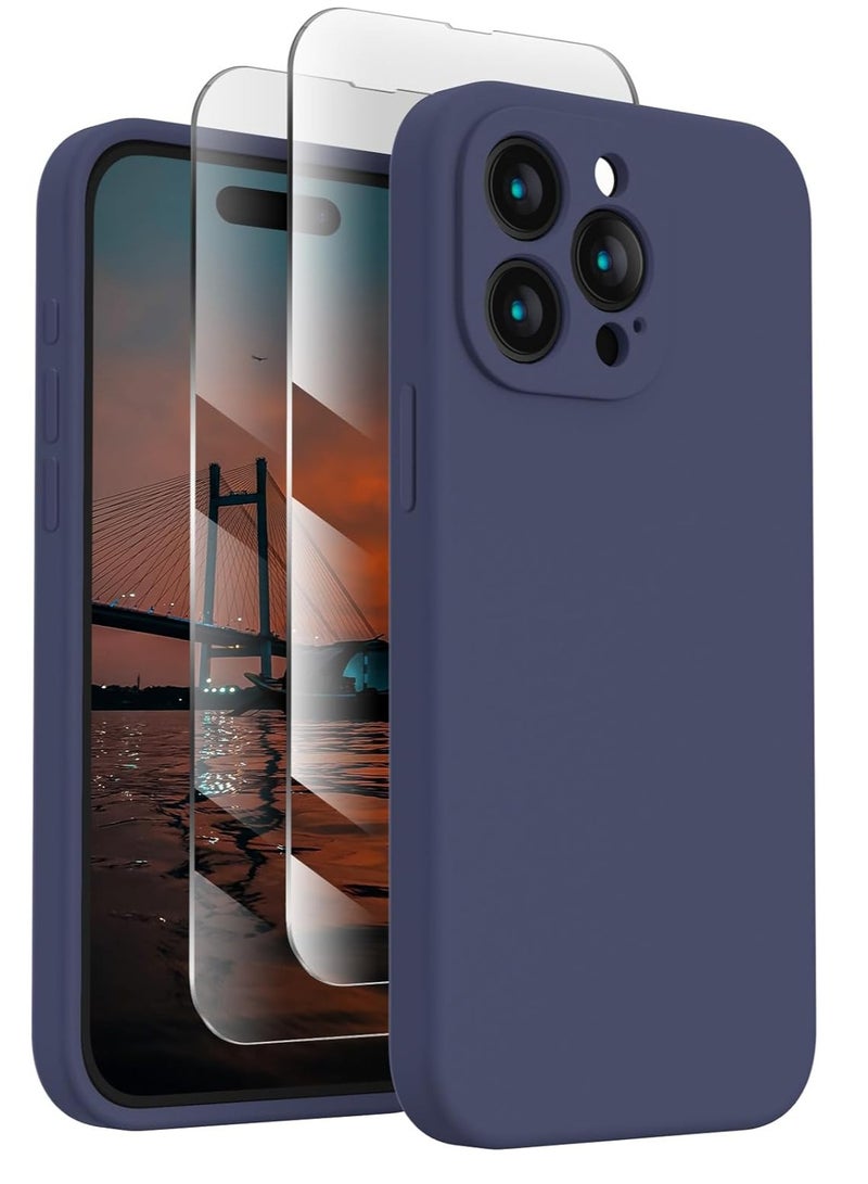 ELTRAZONE Designed for iPhone 15 Pro Max Case, Silicone Upgraded [Camera Protection] for iPhone 15 ProMax Case with [2 Screen Protectors], Anti-Scratch Microfiber Lining, 6.7 inch, Navy Blue - Image 1