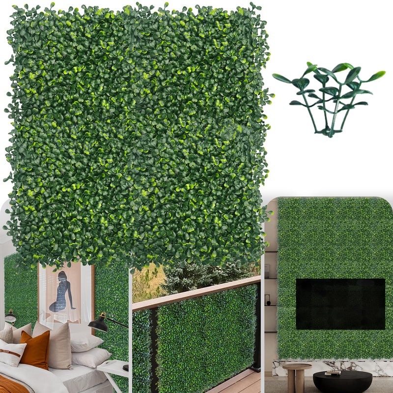 ODTORY Artificial Grass Wall Panel Backdrop10 X 10 in 16P112 sqft UVAnti Greenery Boxwood Panels for Indoor Outdoor Green Wall Decor  Ivy Fence Covering Privacy