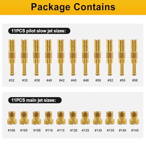 Hrwfnty 22Pcs Excellent Carburetor Jet Kit, Include 11 Pieces Carburetor Main Jet and 11 Pieces Slow Jet Compatible with Nibbi PWK Keihin Honda OKO CVK PE PWM Type. - Image 5