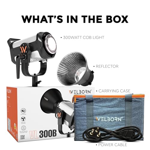 Welborn VL-300B LED COB Light with App Control 18CM Reflector 300W - 3200K-5600K Adjustable Color Temperature, AC Powered, Ideal for Photography & Video Shooting (300B) - Image 3
