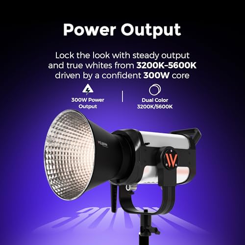 Welborn VL-300B LED COB Light with App Control 18CM Reflector 300W - 3200K-5600K Adjustable Color Temperature, AC Powered, Ideal for Photography & Video Shooting (300B) - Image 4