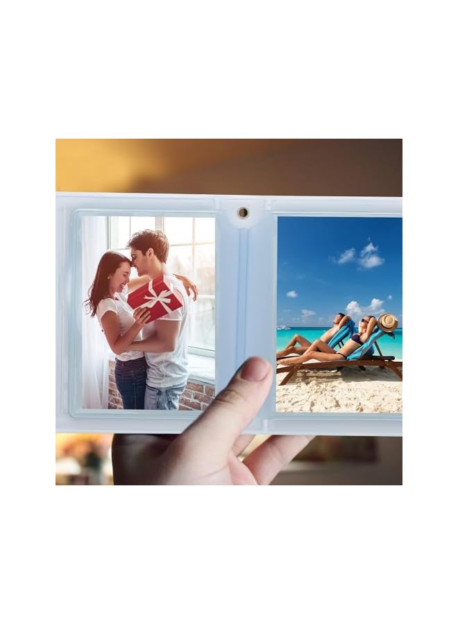 The Bros 3 Inch Mini Photo Album, Mini Photocard Binder，40 Pockets Kpop Photocard Holder Book, Love Heart Hollow Photo Card Binder (PINK)(pink white cat)  - Image 3