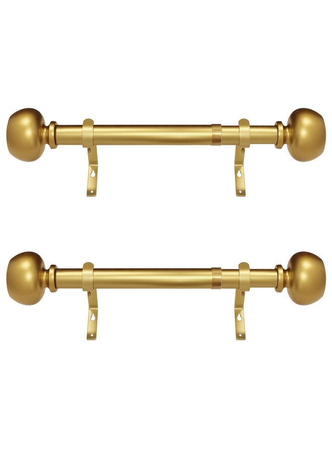 Decopolitan Morena II 12-20 Inch Adjustable Side Curtain Rod Set Pair, 1 Inch Diameter in Brass - Image 3