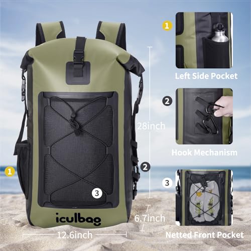 iculbag Dry Bags Waterproof Backpack for Women Men Dry Bag Backpack Waterproof Bags for Travel Kayaking Boating Beach Camping Hiking 30L40L - Image 3
