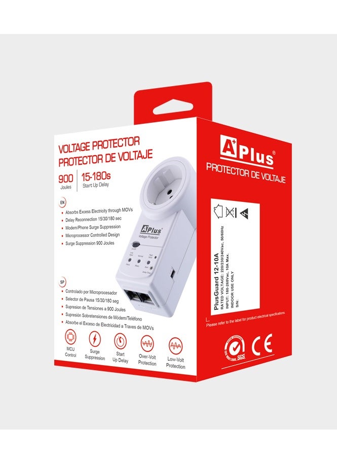 APLUS - A Plus Home Appliance Protector 10A Voltage Protector Prevents Damage to Electrical and Electronic Equipment 360 degree plug rotation - Image 1