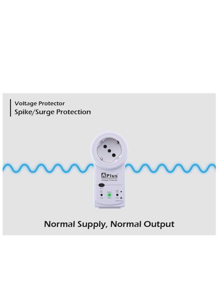 APLUS - A Plus Home Appliance Protector 10A Voltage Protector Prevents Damage to Electrical and Electronic Equipment 360 degree plug rotation - Image 1