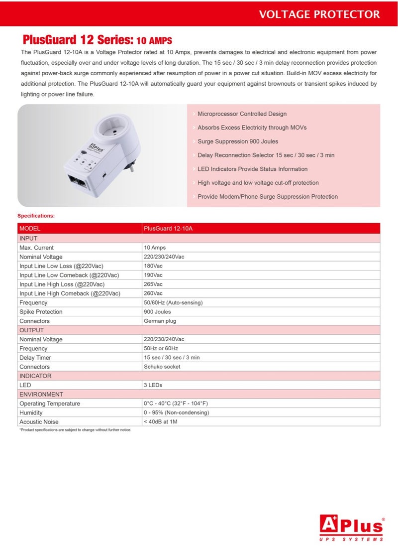 APLUS - A Plus Home Appliance Protector 10A Voltage Protector Prevents Damage to Electrical and Electronic Equipment 360 degree plug rotation - Image 1