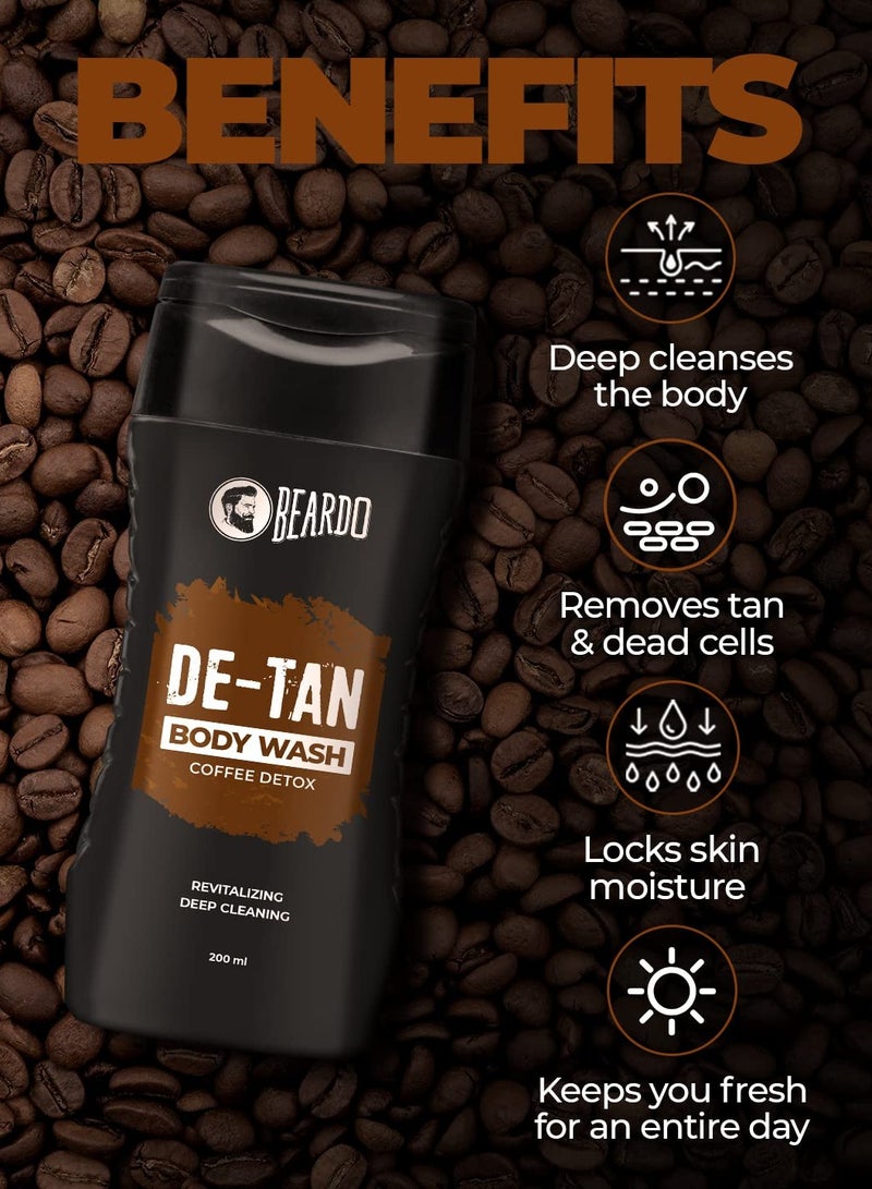 Beardo De-Tan Body Wash for Men 200ml Tan Removal and Caffeine Body Wash Detan With Coffee and Aloe Extracts For Body and Face Refreshing Fragrance - Image 2
