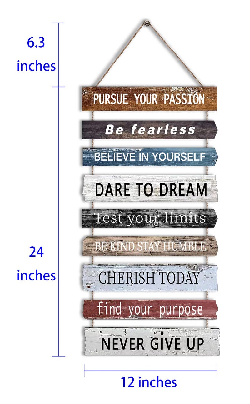 Joyhawk Motivational Wall Art Decor with Positive Quotes, Inspirational Wall Art Room Decor for Teen Girls Women, Rustic Wall Hanging Plaque Sign for Home Office Living Room Bathroom - 12x24 inch - Image 5