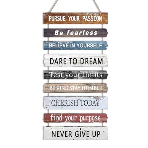 Joyhawk Motivational Wall Art Decor with Positive Quotes, Inspirational Wall Art Room Decor for Teen Girls Women, Rustic Wall Hanging Plaque Sign for Home Office Living Room Bathroom - 12x24 inch - Image 1