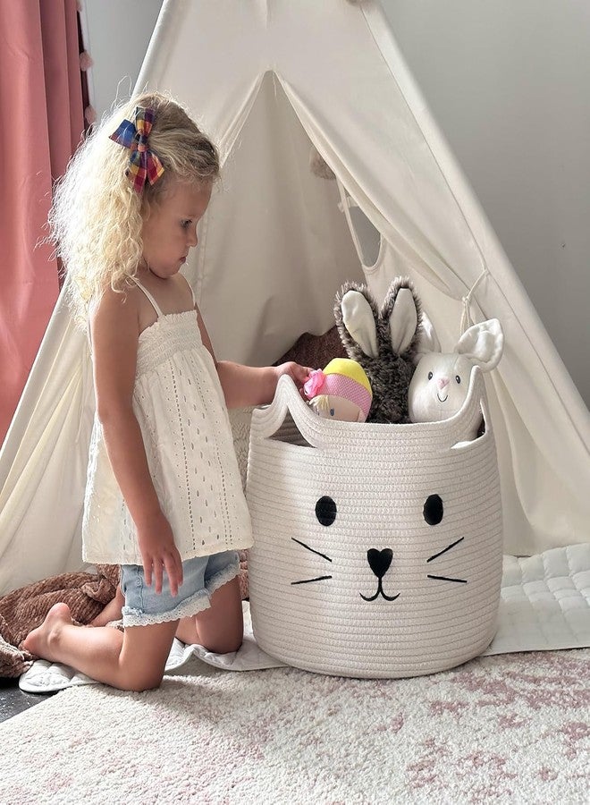 ALBY® Decor Basket, Nursery Basket for Baby Clothes, Toys, Laundry, Blanket, Cute Animal Storage Box, Large Woven Gift for Kids, Baby Showers- (WHITE, 15.7" W x 11.8" H) - Image 2