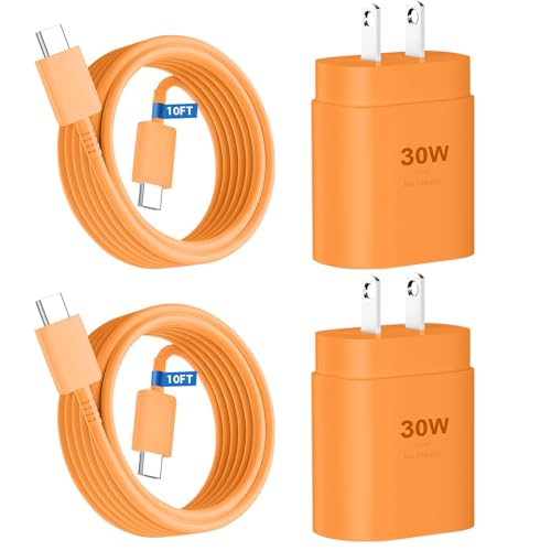 DiHines Phone 17 16 15 Charger Fast Charging,30W USB C Phone 17 16 15 Pro Max Charger Block & 10FT Long Type C Cable Cord for i.Phone 17/17 Air/17 Pro/17 Pro Max/16/16 Pro Max/15/15 Pro Max,Orange - Image 1