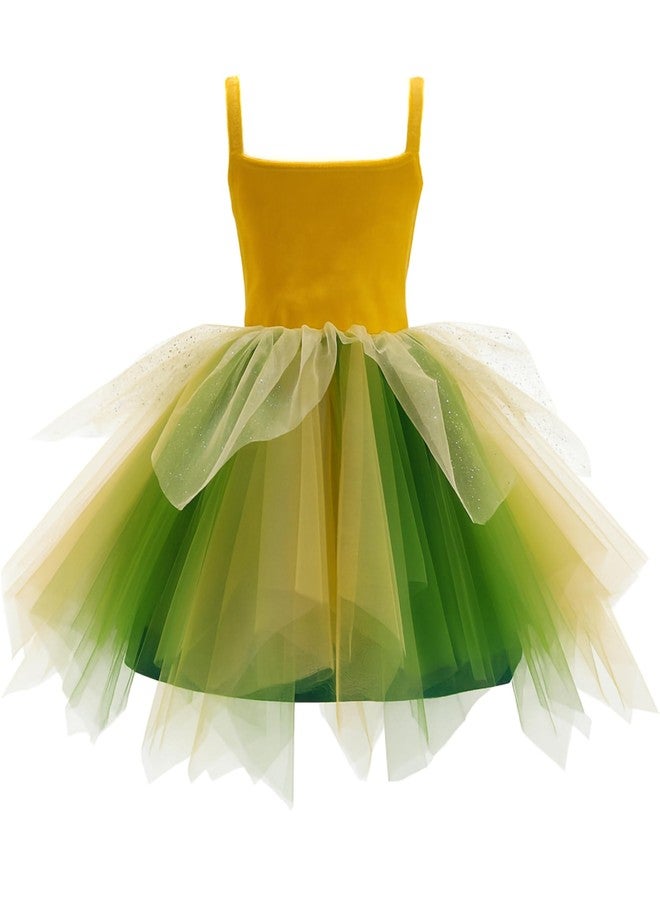 Axaxa Fairy Costume for Girls Yellow Fairy Dress with Wings Headband and Wand 5Y - Image 2