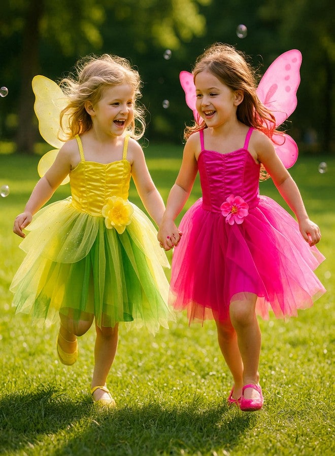 Axaxa Fairy Costume for Girls Yellow Fairy Dress with Wings Headband and Wand 5Y - Image 5