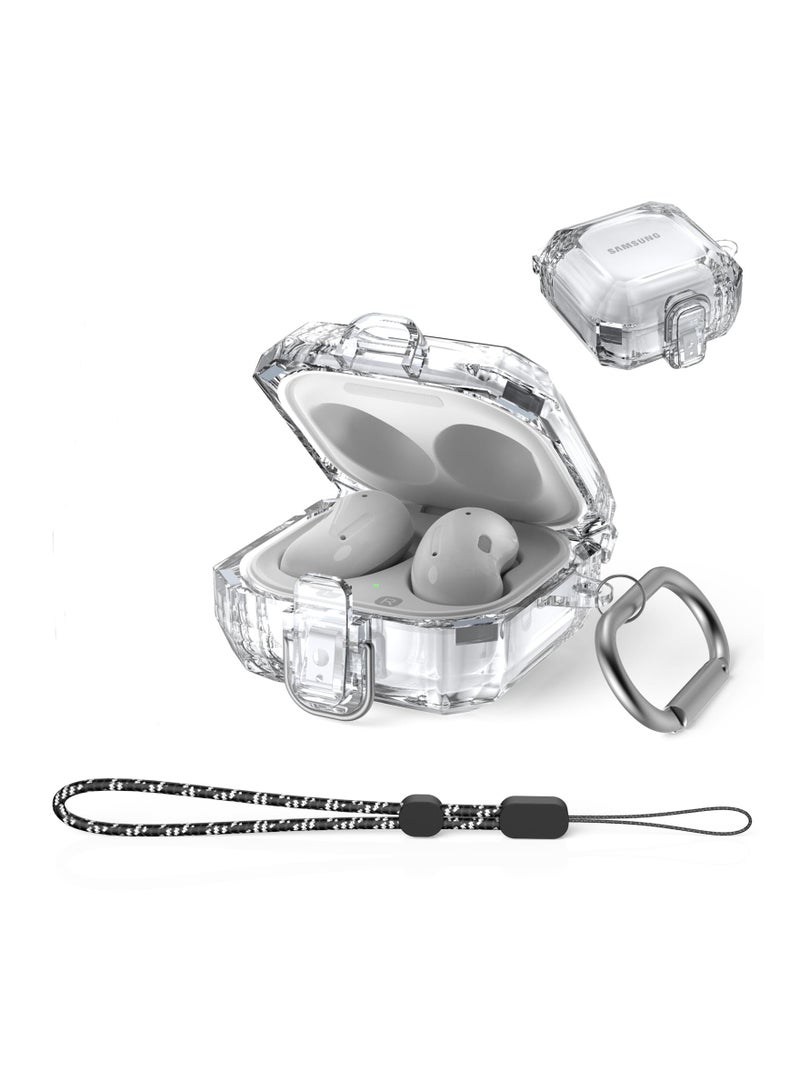 SYOSI Lock Clear Case Fit Design for Samsung Galaxy Buds 2 Pro Case(2022), Clear Cover with Keychain and Lanyard, Compatible with Galaxy Buds Pro(2021) /Galaxy Buds 2/Galaxy Buds Live  - Image 1