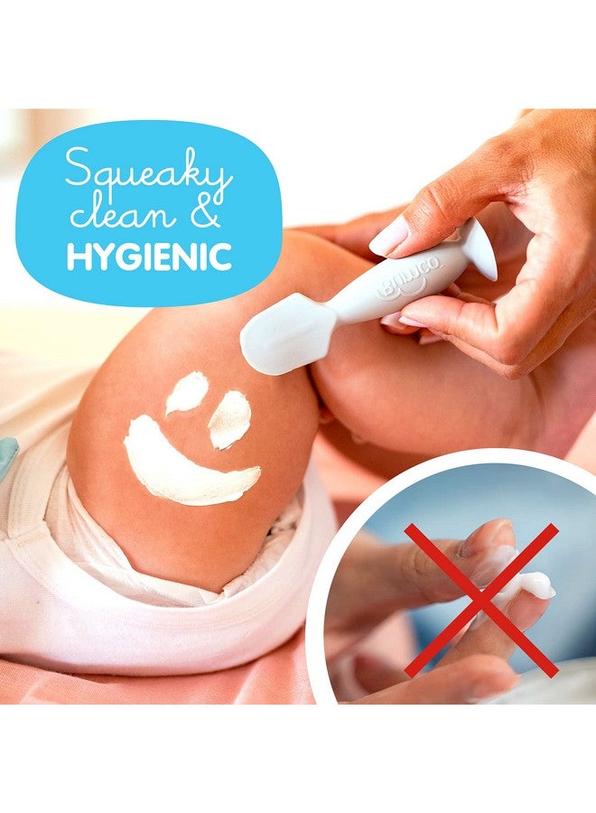 بيبي بام برَش ملعقة كريم الحفاضات الصغيرة من بومكو مع حقيبة - ملعقة خالية من مادة BPA، ملعقة ناعمة ومرنة للحفاضات، أداة وضع كريم الحفاضات، مستلزمات أساسية من ابتكار الأم، أساسيات حقيبة الحفاضات، ملعقة معجون الحفاضات - Image 1