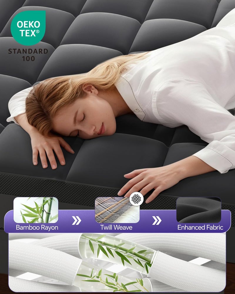 ChiXpace Dual Layer 5 Inch Memory Foam Mattress Topper Full - 3 Inch Pillow Top Mattress Pad and 2 Inch Gel Memory Foam, 7-Zone Egg Crate Full Size Mattress Topper (Black) - Image 5