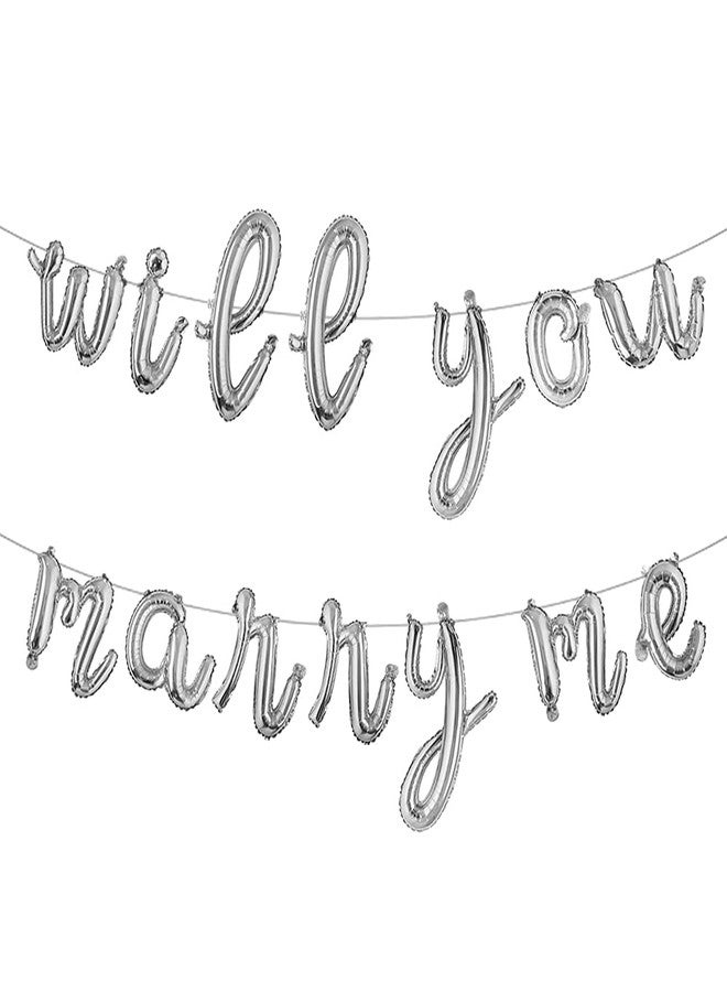 RUIANSI Multicolor 16 inch Will you marry me Balloons Marry Me Balloons Marriage Proposal Ideas Wedding Proposal Decorations Decor party suppliers banner (L WILL YOU MARRY ME Silver) - Image 1