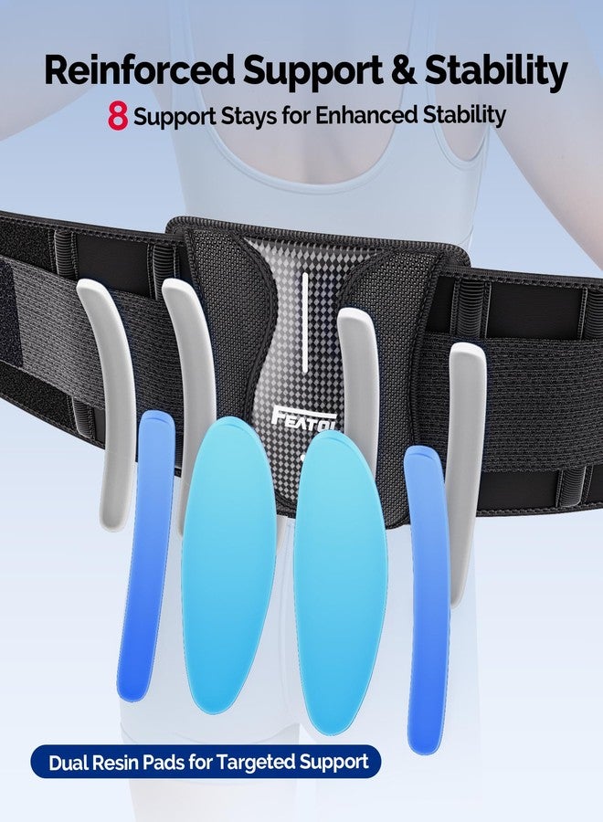 FEATOL Back Brace for Lower Back Pain Wide Coverage 360° Strong Lumbar Support with Removable Pad, Adjustable Waist Support Belt for Men Women, Size L/XL 29.8"-38.6" - Image 2