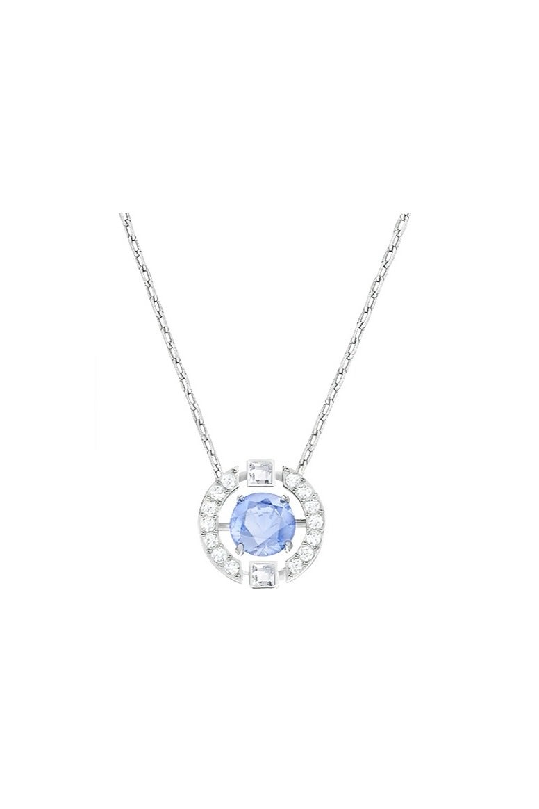 Noble and luxurious crystal round necklace, sparkling dance round necklace, blue, exquisitely packaged gift box, necklace, party, birthday gift, anniversary gift, suitable for family, partners and friends. Silver (not a inferior alloy) is moderately priced and of superior quality. It is definitely a great choice as a gift!  - Image 1