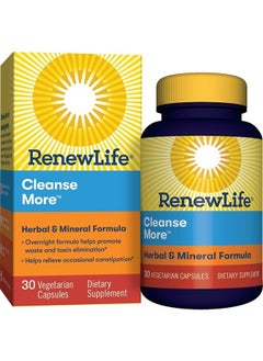Detox Cleanse More, Helps Reduce Bloating & Restore Regularity, Overnight Constipation Relief, Soy, Dairy & Gluten Free, 30 Capsules