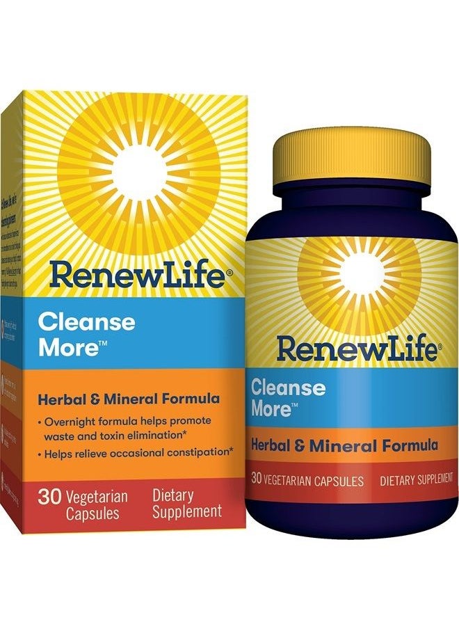 Renew Life - Detox Cleanse More, Helps Reduce Bloating & Restore Regularity, Overnight Constipation Relief, Soy, Dairy & Gluten Free, 30 Capsules - Image 1