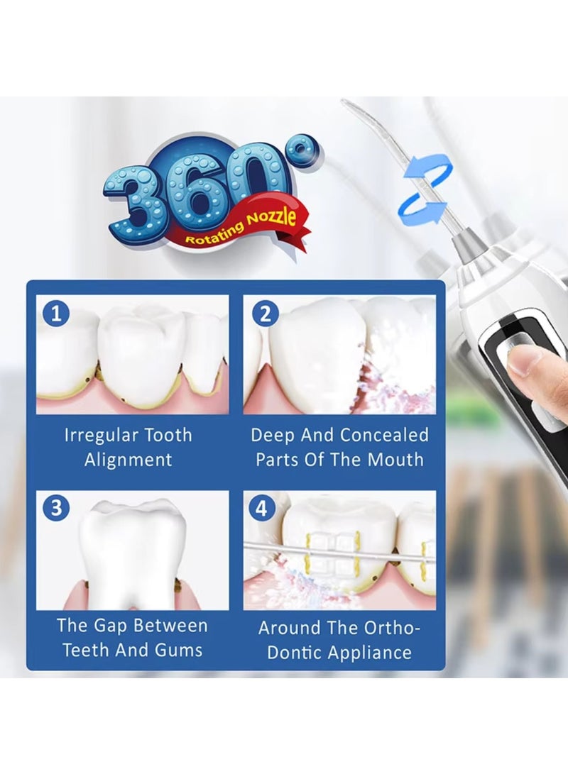 NIKITA.VIVI 320ml Tank Cordless Water Flosser Professional Dental Oral Irrigator, Portable & Rechargeable IPX7 Waterproof Water Flossing for Teeth Cleaning Electric Dental Water Flosser Teeth Cleaner Black - Image 3