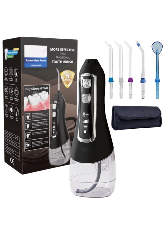 NIKITA.VIVI 320ml Tank Cordless Water Flosser Professional Dental Oral Irrigator, Portable & Rechargeable IPX7 Waterproof Water Flossing for Teeth Cleaning Electric Dental Water Flosser Teeth Cleaner Black - Image 1