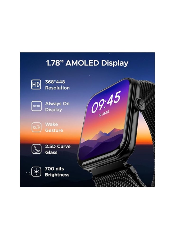 Generic - boAt Xtend Plus Smart Watch w/ 1.78" (4.5 cm) AMOLED Display, Coins, Advanced BT Calling, 100+ Sports Mode, Always On Display, HR & SP02 Monitoring & Stress Monitoring(Metallic Black) - Image 1
