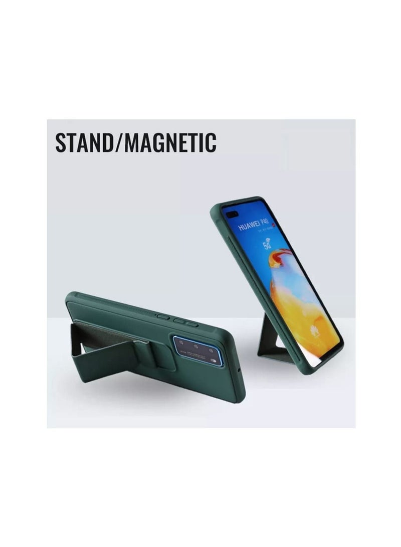 اس-توب حافظة حماية مصممة بغطاء مغناطيسي ومزودة بسوار معصم للحمل تتوافق مع جوال هواوي هونر 50 / اللون الاخضر - Image 4