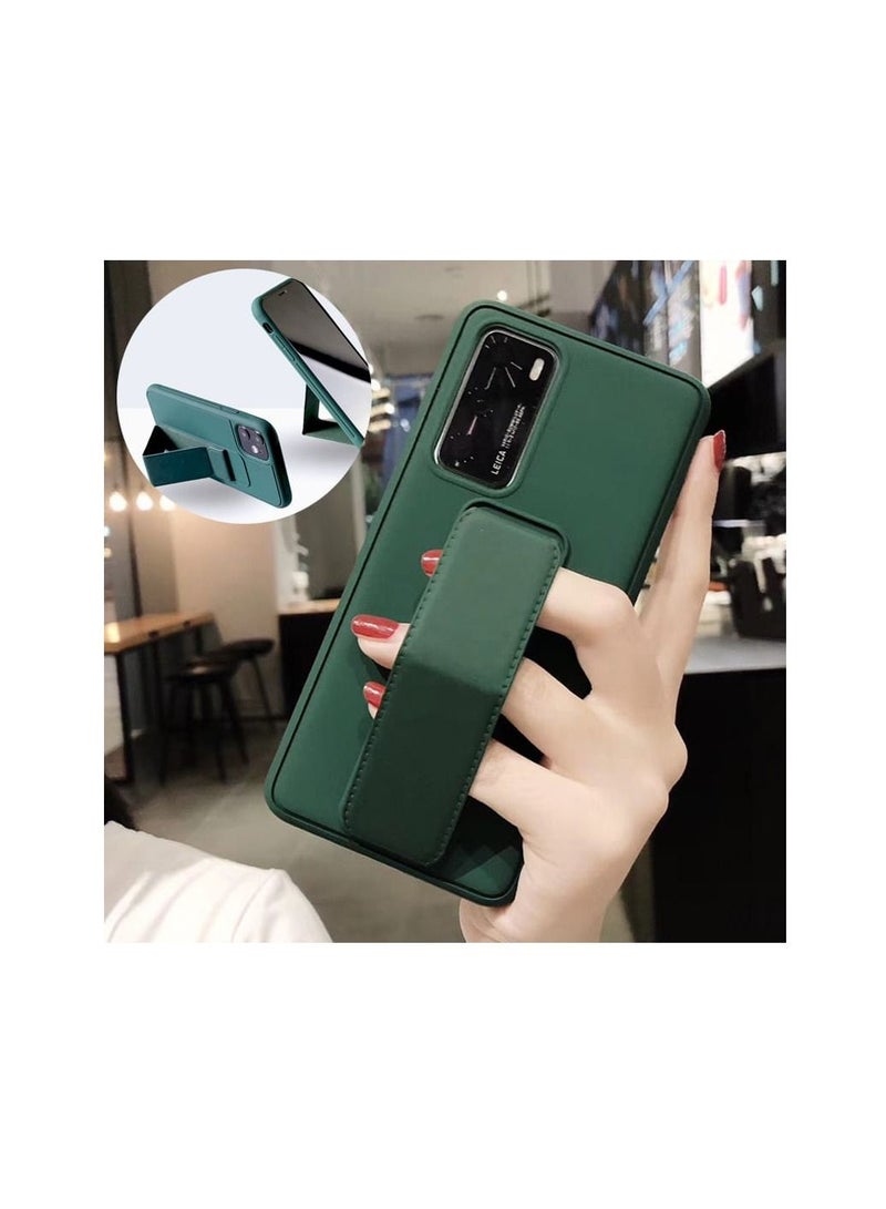 اس-توب حافظة حماية مصممة بغطاء مغناطيسي ومزودة بسوار معصم للحمل تتوافق مع جوال هواوي هونر 50 / اللون الاخضر - Image 3