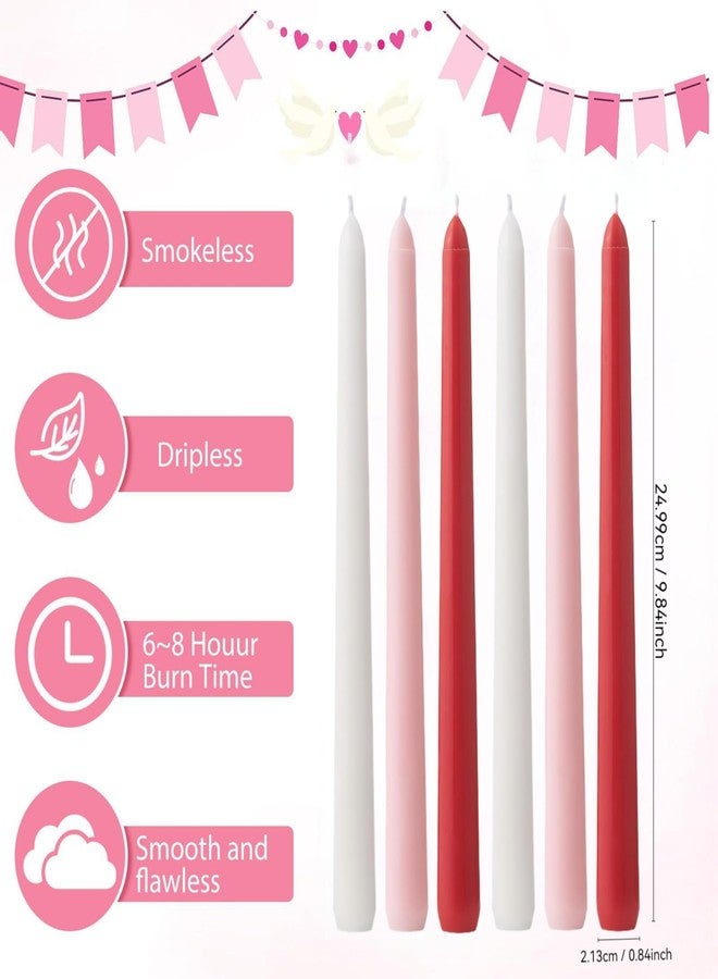 SRCVYLT 6 Pcs Bow Taper Candles Coquette Candle Sticks Decor 10 Inch Valentine Taper Candle Smokeless Unscented Wedding Candles Decor Cowgirl Gifts for Bachelorette Bridal Wedding Bow Party - Image 3