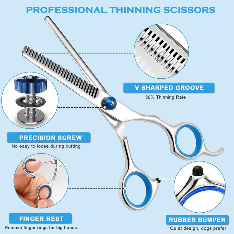 Professional 6 in 1 Dog Grooming Scissors Kit with Safety Round Tips - Image 2