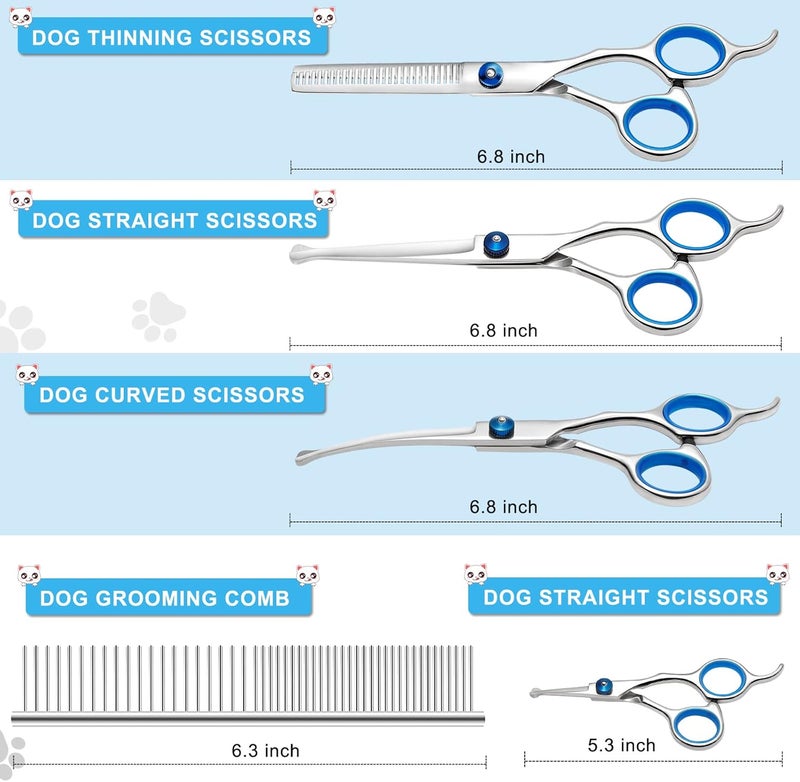 Professional 6 in 1 Dog Grooming Scissors Kit with Safety Round Tips - Image 5