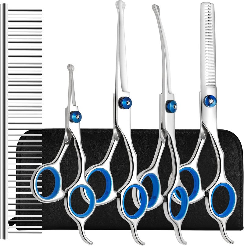 Professional 6 in 1 Dog Grooming Scissors Kit with Safety Round Tips - Image 1