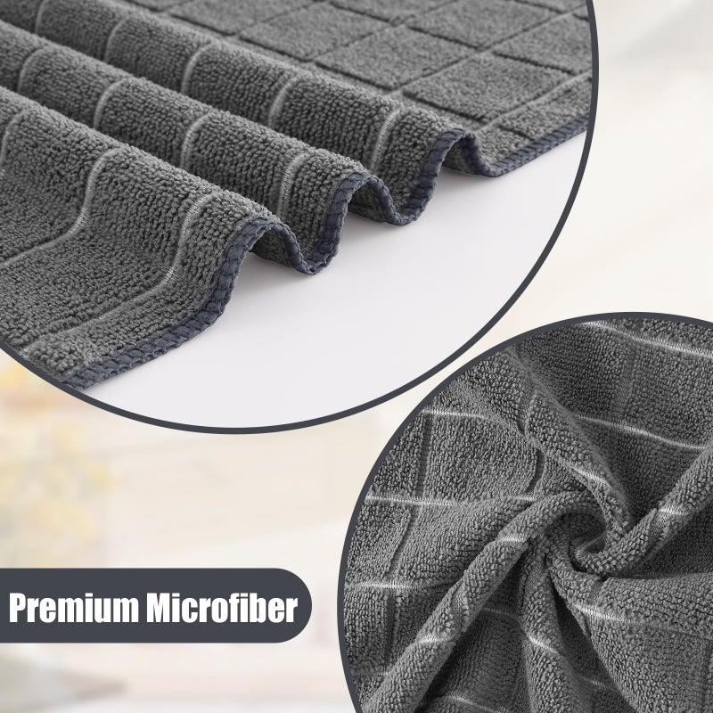 Homaxy Microfiber Kitchen Towels and Dishcloths Set  16 Pack Soft and Absorbent Dish Hand Towels Bulk  28 x 16 Inch & 12 x 12 Inch Quick Drying Rags for Washing Dishes  Grey - Image 2