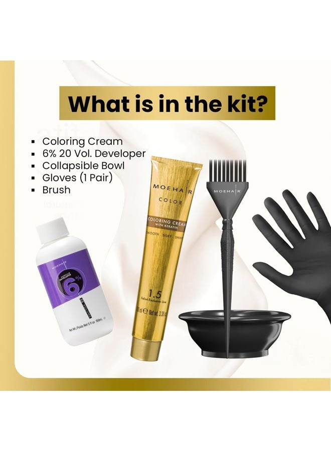 MoeHair Hair Coloring Kit | 8N Permanent Hair Color (Light Blonde), 20 Volume Developer 6%, Coloring Brush, Gloves & Mixing Bowl | Keratin Infused Color | Gray Coverage | Adds Shines & Softness - Image 4
