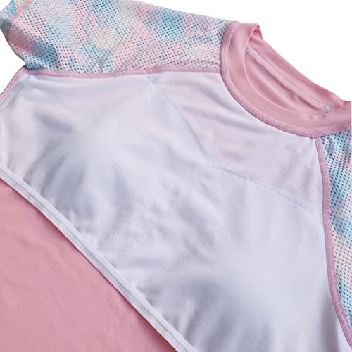 KID1234 Girls Swimsuit Two Piece Rashguard Swimwear Bathing Suit UPF 50+ Beach Wear for Girls 13-14 Years Pink - Image 5