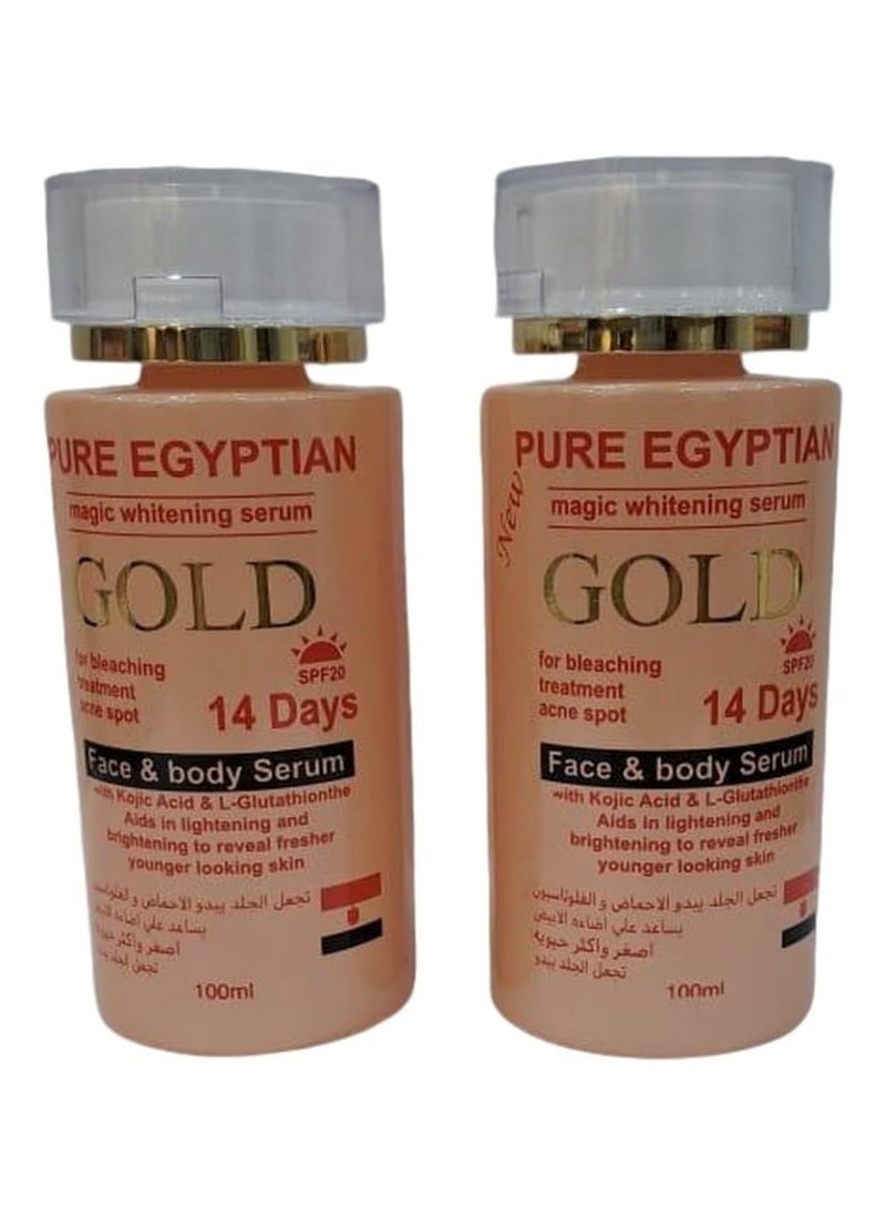 EGYPTIAN MAGIC Pack Of Two Pure Egyptian Magic Whitening Serum GOLD for Face and Body Serum 100ML  - Image 2