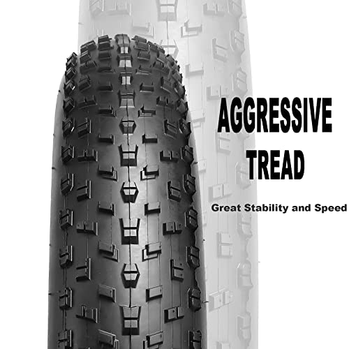 MOHEGIA Fat Bike Tire: 26 x 4.0 inch Folding Replacement Fat MTB Tire for Wide Mountain Snow Bicycle & Trike with Street or Trail Riding - Image 3