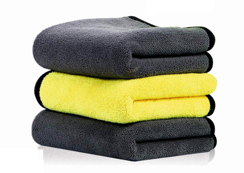 HSR Car Accessices Cleaning 800 GSM Microfiber Towel for Car Cleaning and Detailing - Dual Sided, Extra Thick Plush Microfiber Cloth - 40cm x 40cm (Pack of 3) - Image 1