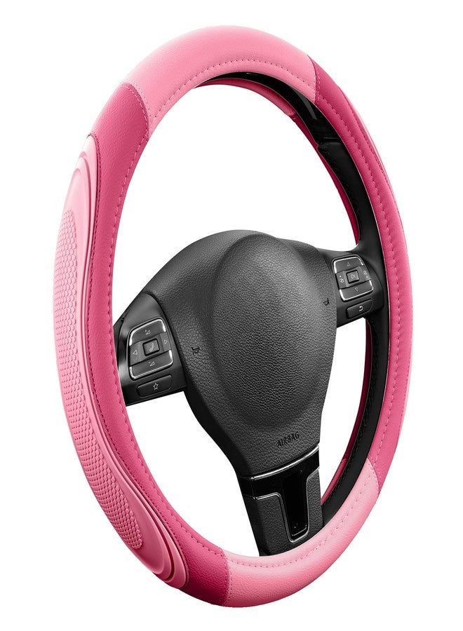 Road Comforts Car Steering Wheel Cover - Microfiber Leather Steering Wheel Wrap Sports 14.5-15 Inch Steering Wheel Cover Non-Slip for Men Women Pink & HotPink Color - Image 2
