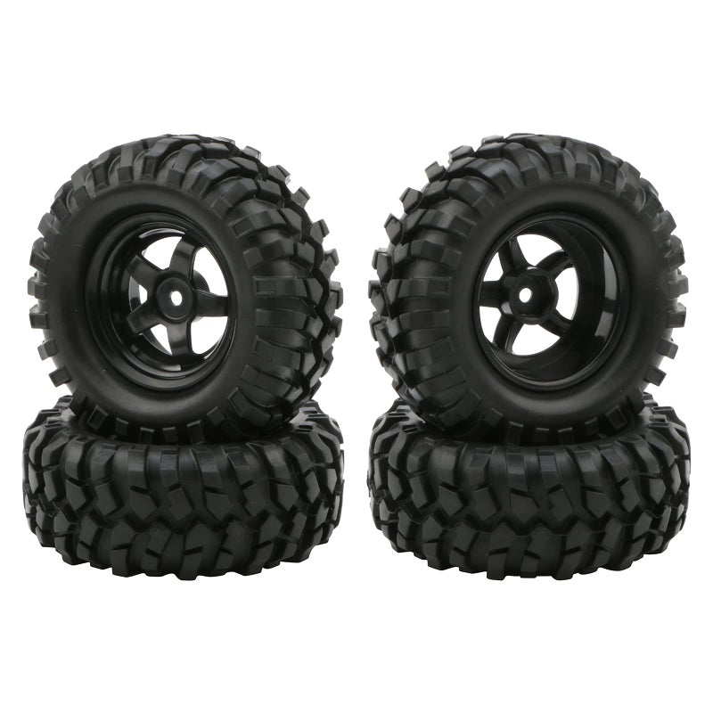 JIUWU Buggy Rubber Tires  5 Spoke Wheel Rim for RC HSP 110 OffRoad Pack of 4 - Image 2