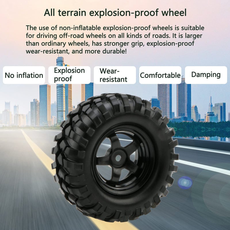 JIUWU Buggy Rubber Tires  5 Spoke Wheel Rim for RC HSP 110 OffRoad Pack of 4 - Image 3