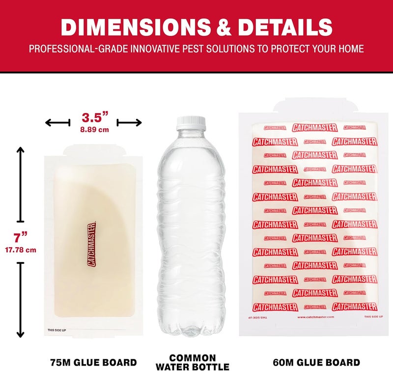 Catchmaster Small Mouse and Insect Glue Boards, 75-Pack Mouse Traps Indoor for Home, Sticky Pest Control Adhesive for Catching Bugs, Rats & Rodents, Bulk Glue Traps - Image 5