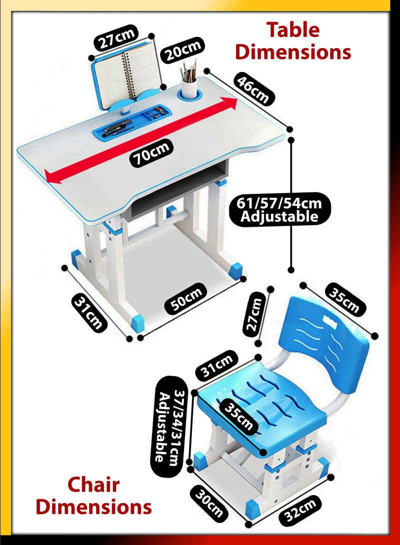 دي بلو مجموعة مكتب دراسة وكرسي للأطفال قابلة للتعديل، طاولة تعليمية بتصميم مريح، بناء آمن، مساحة تخزين كبيرة، مثالية للتعلم المنزلي، إبداع الحضانة الذي ينمو مع طفلك - Image 5